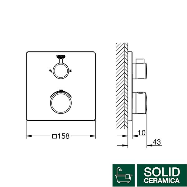 24079000 Grohtherm Thermostatic Наружная часть термостата скрытого монтажа на 2 потребителя, хром 439177 фото