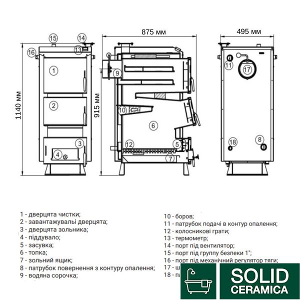 Котел твердопаливний сталевий Thermo Alliance Vulcan V 3.0 SF 18 SD00050458 фото