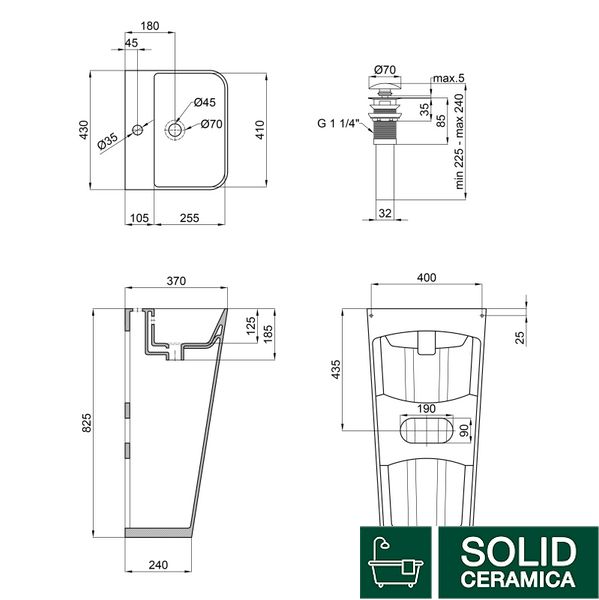 Раковина напольная моноблок Qtap Tern 440х380х830mm White с донным клапаном QT1711G302W SD00045935 фото