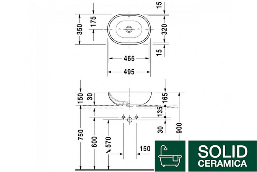 BATHROOM FOSTER Умывальник на столешницу 49,5x35 см (0335500000) KMNAVARA50649 фото