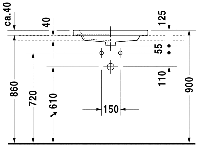 2ND FLOOR Умывальник встроенный на столешницу 60х43 см (0347600000) KMNAVARA41509 фото