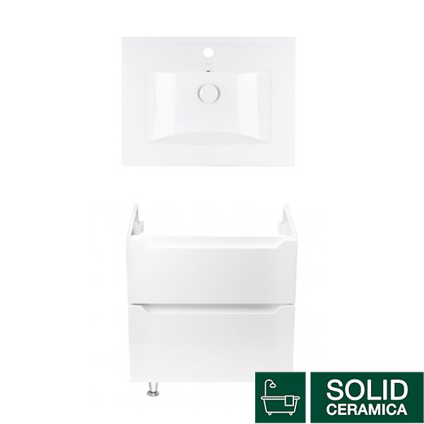 Комплект Qtap тумба підлогова Scorpio 600х825х460 мм White + раковина урізна Albatross QT71SC43951 SD00050075 фото