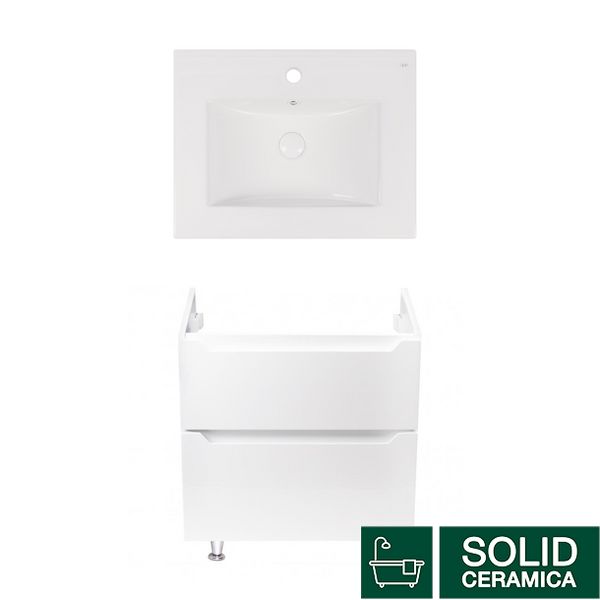 Комплект Qtap тумба підлогова Scorpio 600х825х460 мм White + раковина урізна Albatross New QT71SC43955 SD00050079 фото