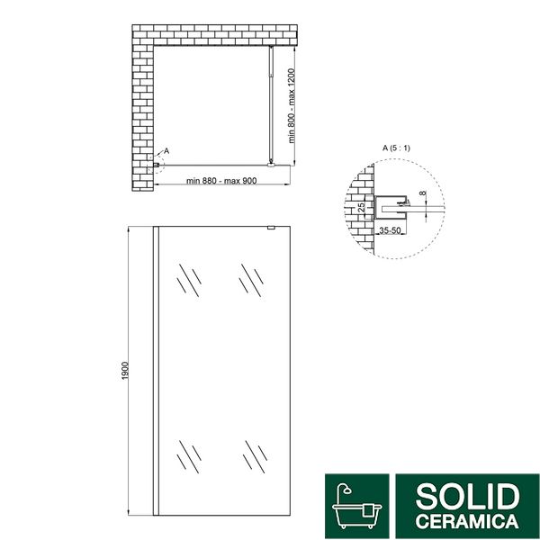 Душова перегородка Qtap Walk-In Standard CRM209.C8 90х190 см, скло Clear 8 мм, покриття CalcLess SD00045303 фото