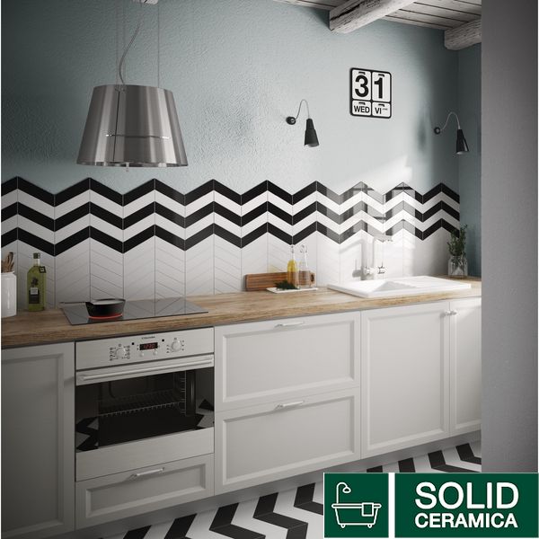 Плитка EQUIPE CERAMICAS 23367 CHEVRON WALL BLACK MATT right 493306 фото