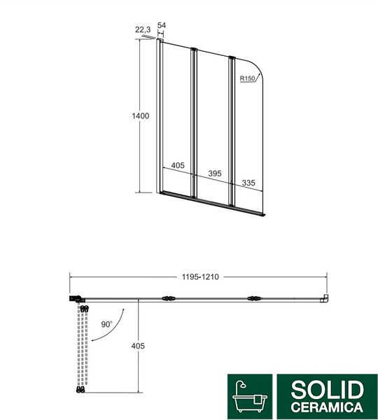 Шторка для ванни BESCO Prime- 3S 120x140 KMNAVARA47775 фото