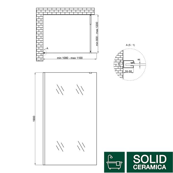 Душевая перегородка Qtap Walk-In Standard CRM2011.C8 110х190 см, стекло Clear 8 мм, покрытие CalcLess SD00045305 фото