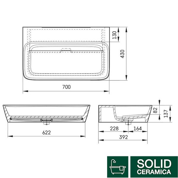 IQUAS/00 QUADRO Умивальник 70см, із Silkstone, колір білий мат 528277 фото