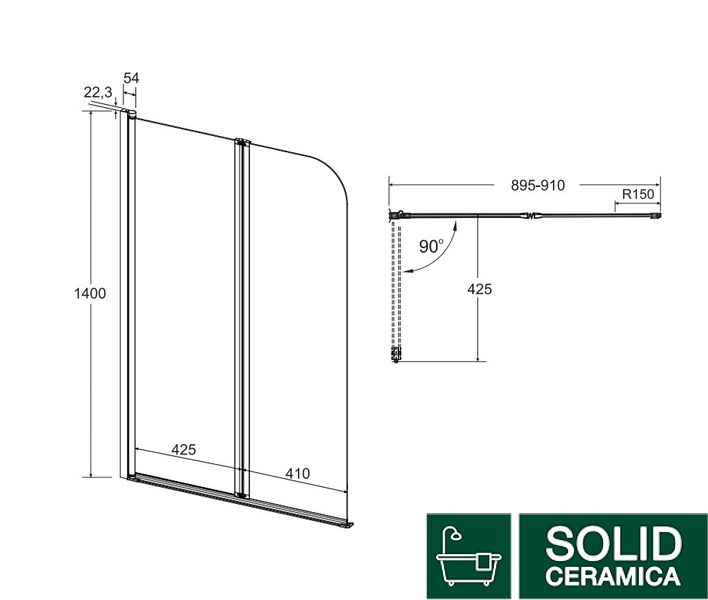 Шторка для ванни BESCO Prime-2S 90x140 KMNAVARA47774 фото