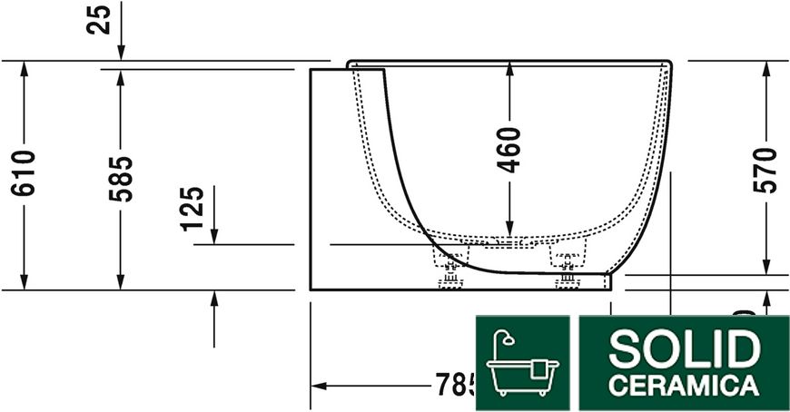 LUV Ванна пристінна 180x95 см лівостороння з ніжками та панеллю, DuraSolid® (700431000000000) KMNAVARA48445 фото