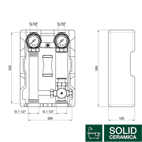 Насосная группа Icma 1" 1/2x3/4" подключение справа, с термостатическим смесителем, без насоса №R004 SD00046333 фото