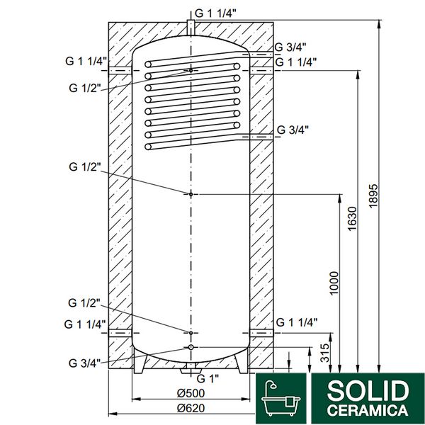 Теплоаккумулятор Thermo Alliance TAI-10 350 с теплообменником 1,4 кв. м с изоляцией 60 мм SD00044719 фото