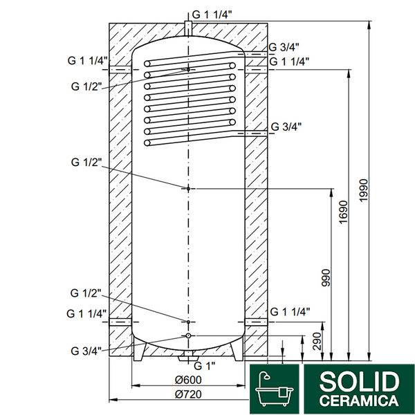 Теплоаккумулятор Thermo Alliance TAI-10 500 с теплообменником 1,4 кв. м с изоляцией 60 мм SD00044720 фото