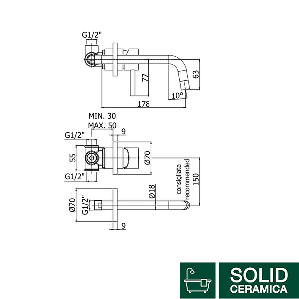 LIG006NO70 LIGHT Смеситель для раковины, излив 175 мм черный 422531 фото