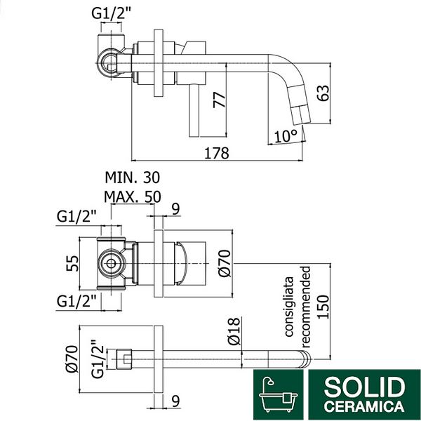 LIG006CR70 LIGHT Смеситель раковины, излив 175 (178) мм, хром 426580 фото