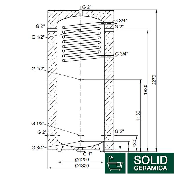 Теплоакумулятор Thermo Alliance TAI-10 2000 з теплообмінником 1,4 кв. м з ізоляцією 60 мм SD00046646 фото