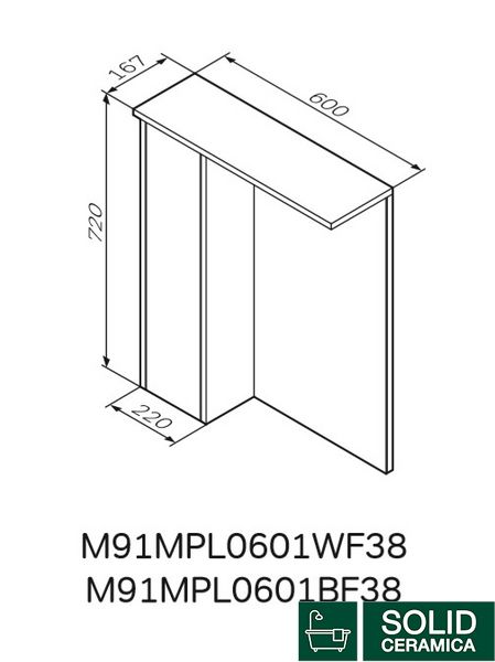 Зеркальный шкаф с подсветкой 60см, левый, базальт AM.PM M91MPL0601BF38 GEM S M91MPL0601BF38 фото