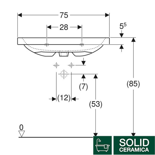 501.848.JT.1 iCon Light Раковина 75 см, з 1 отв.під зміш., з переливом, колір білий матовий 533277 фото