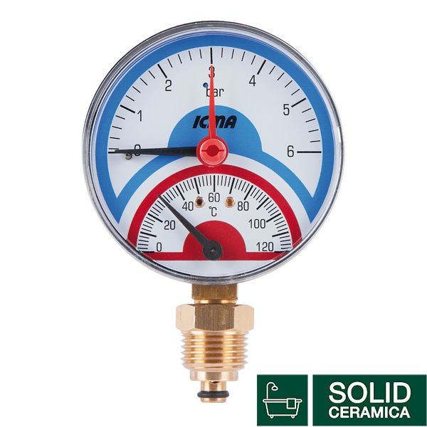 Термоманометр Icma 1/2" 0-6 бар, нижнее подключение №258 SD00008817 фото