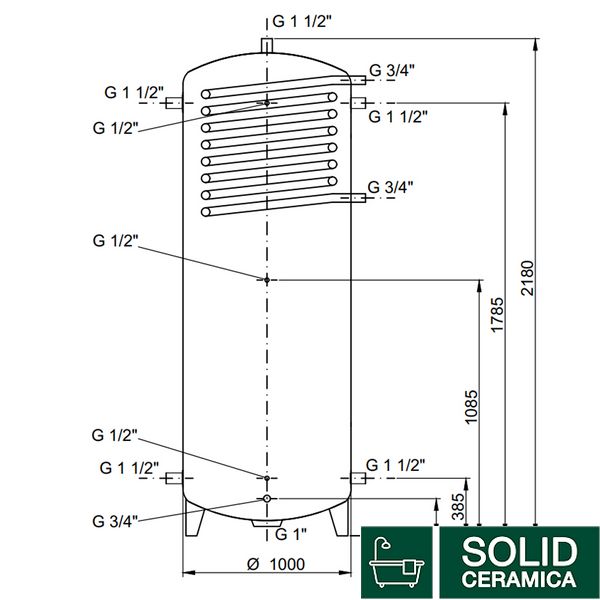 Теплоаккумулятор Thermo Alliance TAI-10 1500 с теплообменником 1,4 кв. м без изоляции SD00046648 фото