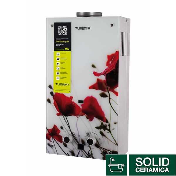 Колонка газова димохідна Thermo Alliance JSD20-10GB 10 л панель скляна з малюнком квіти SD00031249 фото