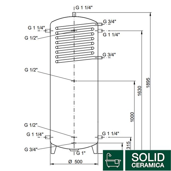 Теплоаккумулятор Thermo Alliance TAI-10 350 с теплообменником 1,4 кв. м без изоляции SD00046650 фото