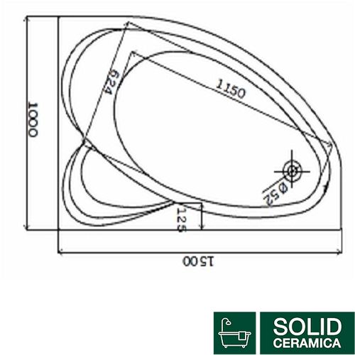 5536000 SUPERO Ванна асимметричная 150x100 см, ливень слева, + ножки SN14 504687 фото