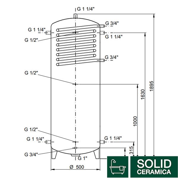 Теплоаккумулятор Thermo Alliance TAI-10 500 с теплообменником 1,4 кв. м без изоляции SD00046651 фото