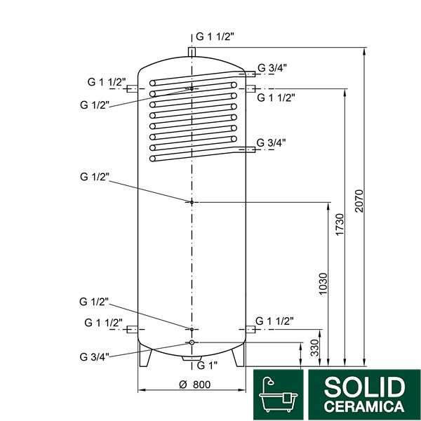 Теплоаккумулятор Thermo Alliance TAI-10 750 с теплообменником 1,4 кв. м без изоляции SD00046652 фото