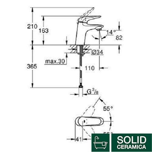 23715003 Eurostyle Solid змішувач для раковини, хром 345984 фото