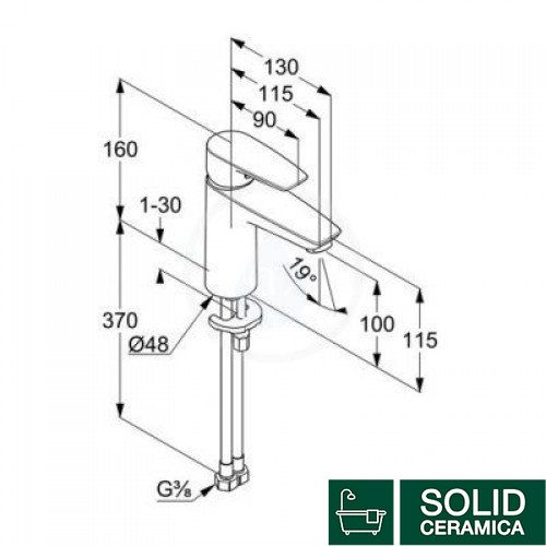 342920575 PureSolid 100 Змішувач д/раковини без д/к, хром 429184 фото