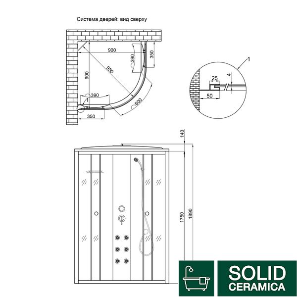 Гідромасажний бокс Lidz Tani SBM90x90.SAT.HIGH.FR, скло Frost 4 мм без піддона SD00047571 фото