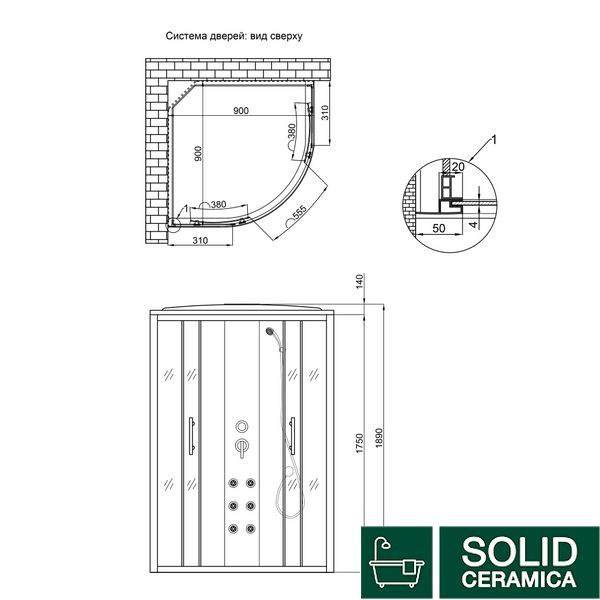 Гідромасажний бокс Lidz Majatek SBM90x90.BLA.HIGH.TR, скло прозоре 5 мм без піддона SD00047568 фото