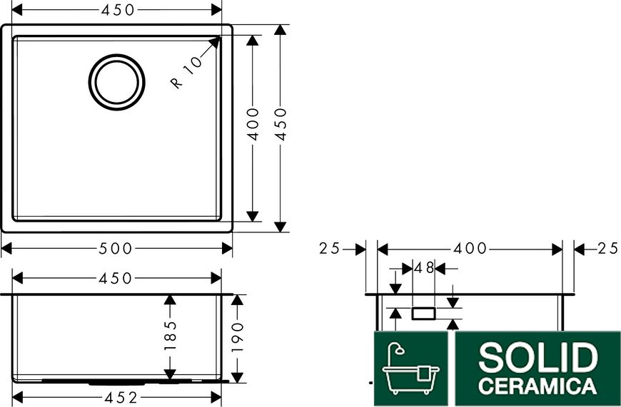 Кухонна мийка S719-U450 під стільницю 500х450 сталь (43426800) Stainless Steel KMNAVARA34384 фото