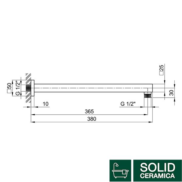 Кронштейн для верхнього душу Qtap Trubice 400 мм прямокутний QTTRB400NB Black Matt SD00042087 фото