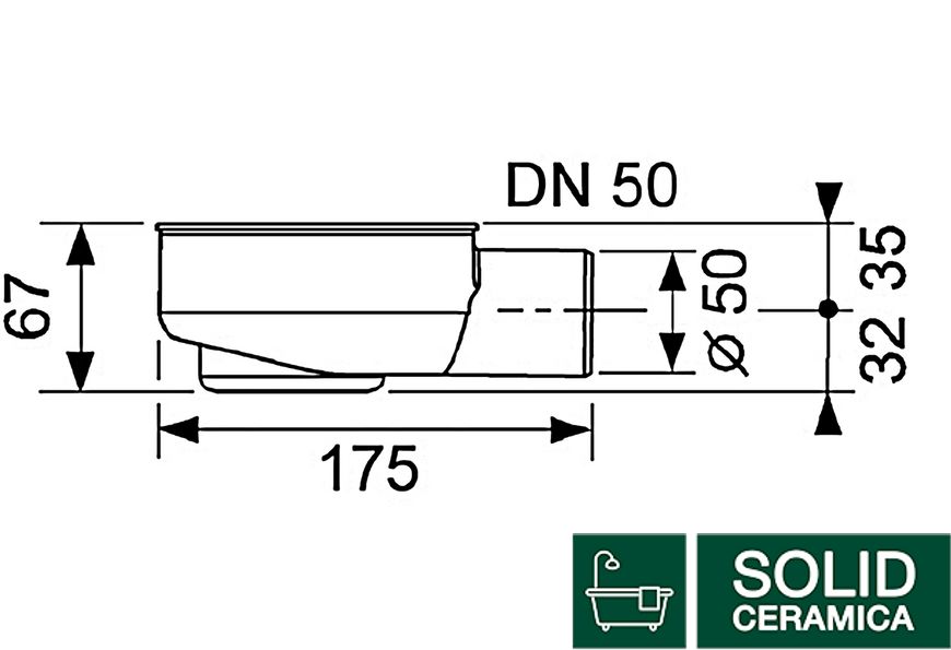 Cифон Drainline 0.8 л/сек: горозонтальный отвод DN50 TECE (650000) KMNAVARA24069 фото