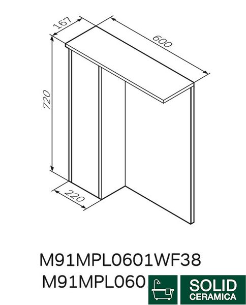 Зеркальный шкаф с подсветкой 60см, левый, дерево AM.PM M91MPL0601WF38 GEM S M91MPL0601WF38 фото