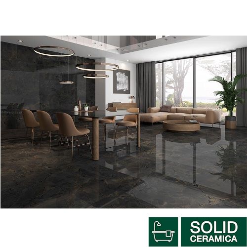 Плитка керамограніт ITT CERAMIC JURASSIC BLACK POLISHED LUX RECT. 520453 фото