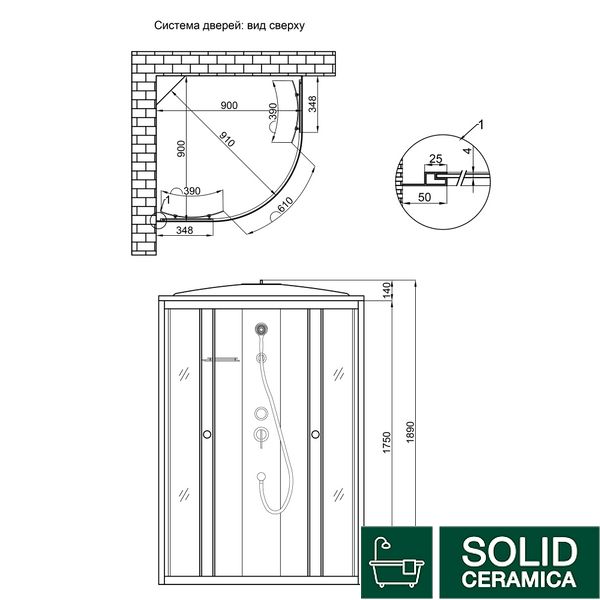 Душовий бокс Lidz Tani SB90x90.SAT.HIGH.GR, скло тоноване 4 мм без піддона SD00047600 фото