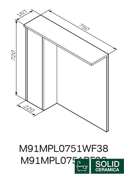 Зеркальный шкаф с подсветкой 75см, левый, дерево AM.PM M91MPL0751WF38 GEM S M91MPL0751WF38 фото