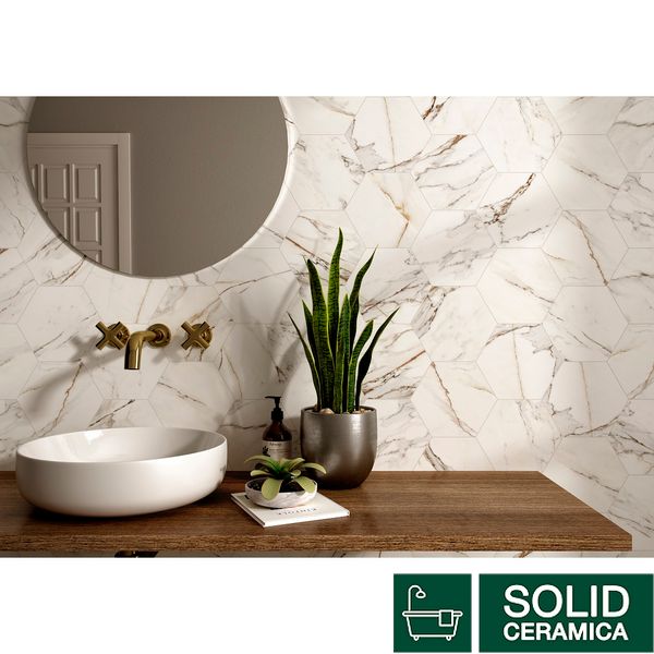 Плитка керамограніт ALMERA CERAMICA (SPAIN) CALACATTA GOLD HEX 527402 фото