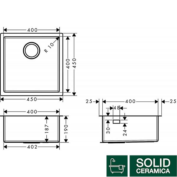 Кухонна мийка S719-U400 під стільницю 450х450 см сталь (43425800) Stainless Steel KMNAVARA36391 фото