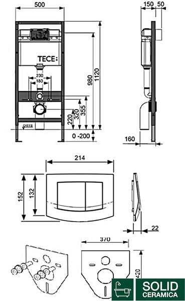 Комплект Установки TECE base 4 в 1/клавиша Ambia хромированная глянцевая (9400005) KMNAVARA22952 фото